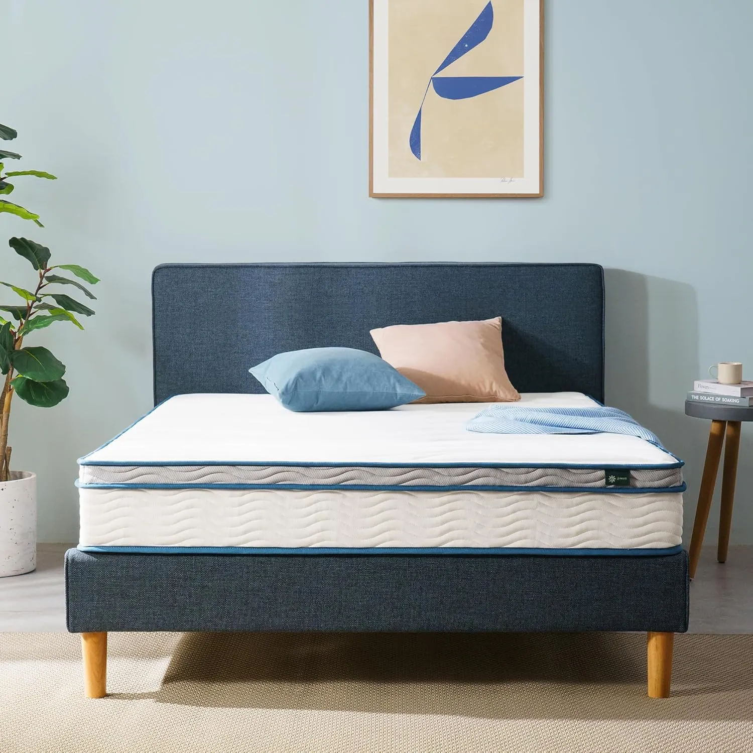 ZINUS 8 Inch Spring Sensation Hybrid Mattress [New Version], Full, Fiberglass Free, Medium Firmness, Durable Support, Certified Safe Foams & Fabric, Mattress in A Box