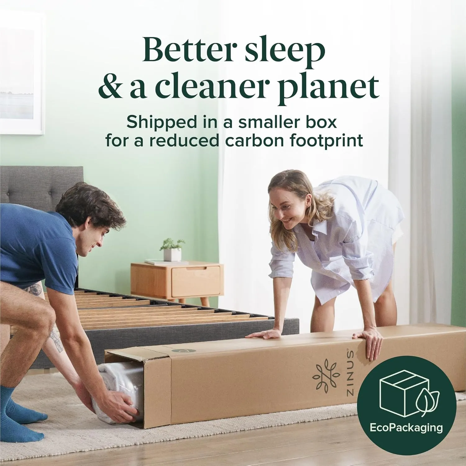 ZINUS 8 Inch Spring Sensation Hybrid Mattress [New Version], Full, Fiberglass Free, Medium Firmness, Durable Support, Certified Safe Foams & Fabric, Mattress in A Box