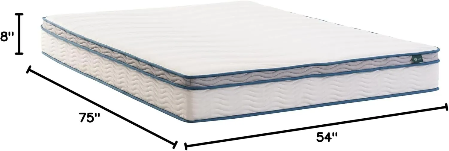ZINUS 8 Inch Spring Sensation Hybrid Mattress [New Version], Full, Fiberglass Free, Medium Firmness, Durable Support, Certified Safe Foams & Fabric, Mattress in A Box