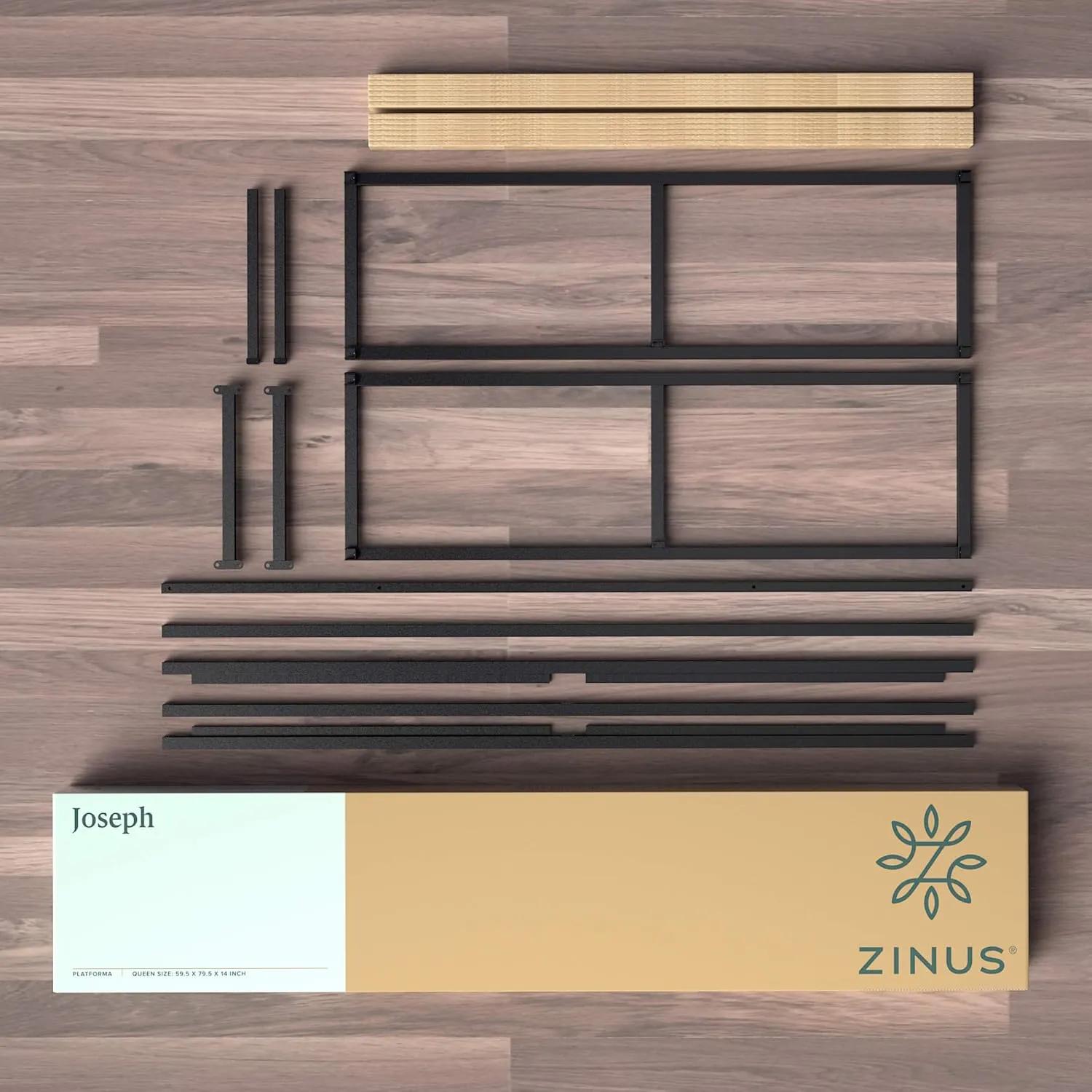 ZINUS Joseph 14" Metal Platforma Bed Frame, Mattress Foundation, Wood Slat Support, No Box Spring Needed, Sturdy Steel Structure, King