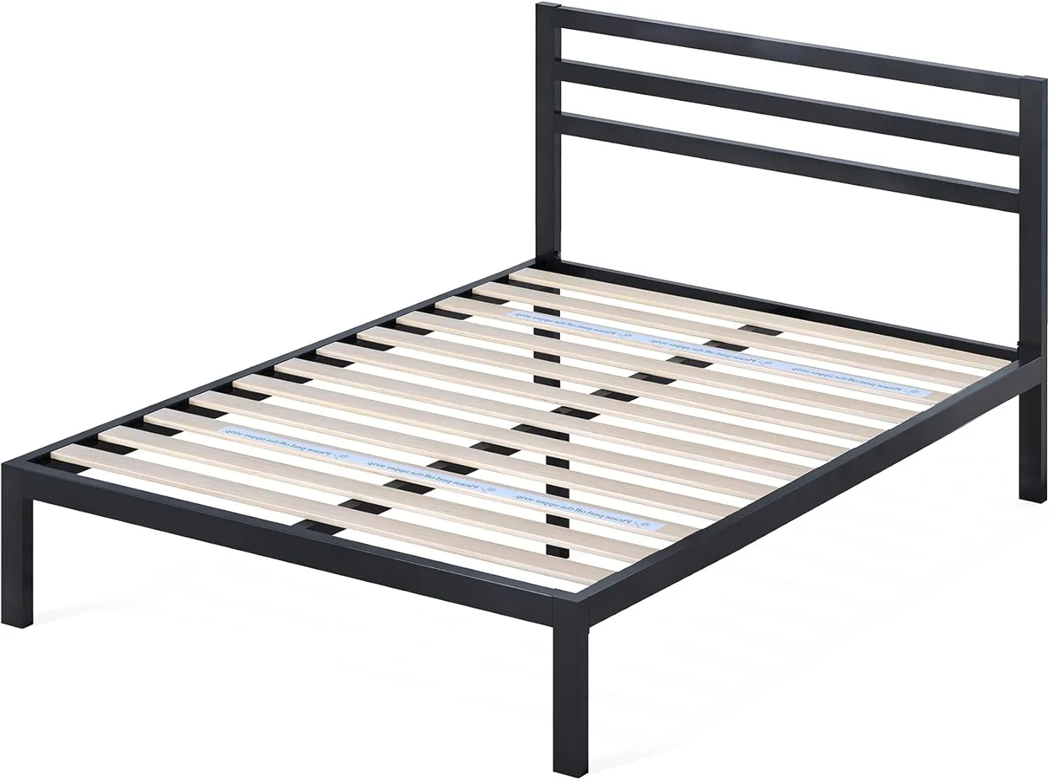 ZINUS Mia Metal Platform Bed Frame with Headboard, Wood Slat Support, No Box Spring Needed, Easy Assembly, King, Black