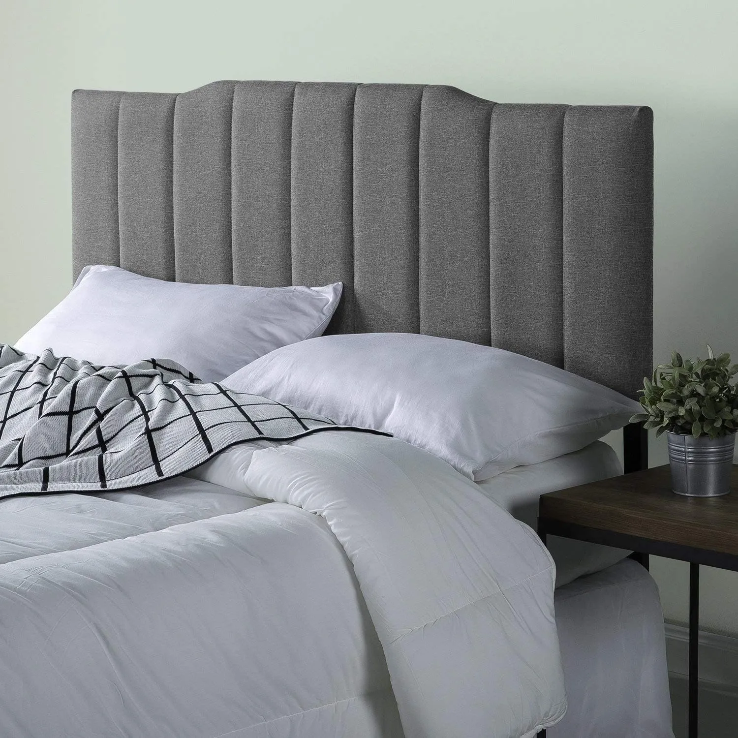 ZINUS Satish Upholstered Headboard Channel Stitched Upholstery, Easy Assembly, Full, Gray