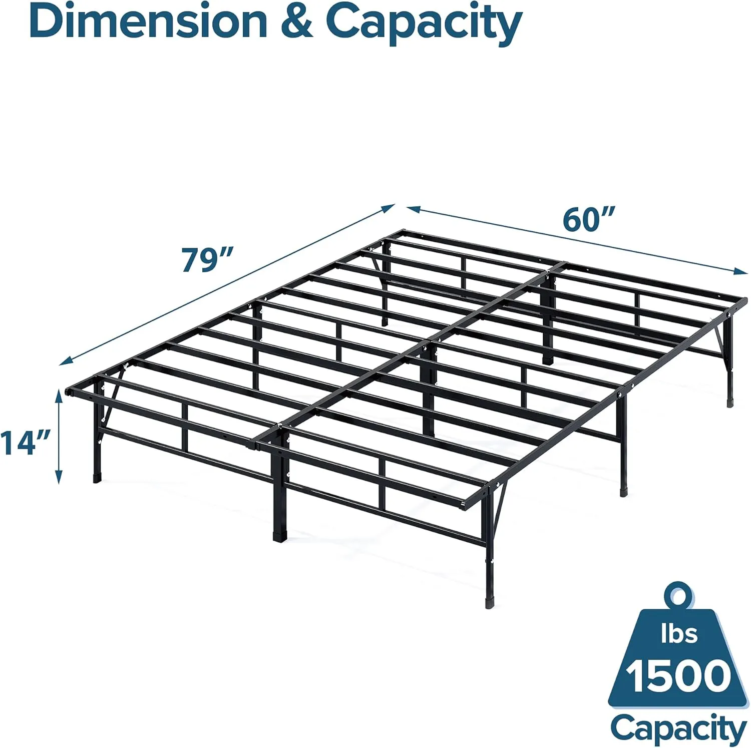 ZINUS SmartBase Compack Mattress Foundation, 14 Inch Metal Bed Frame, No Box Spring Needed, Sturdy Steel Slat Support, Queen