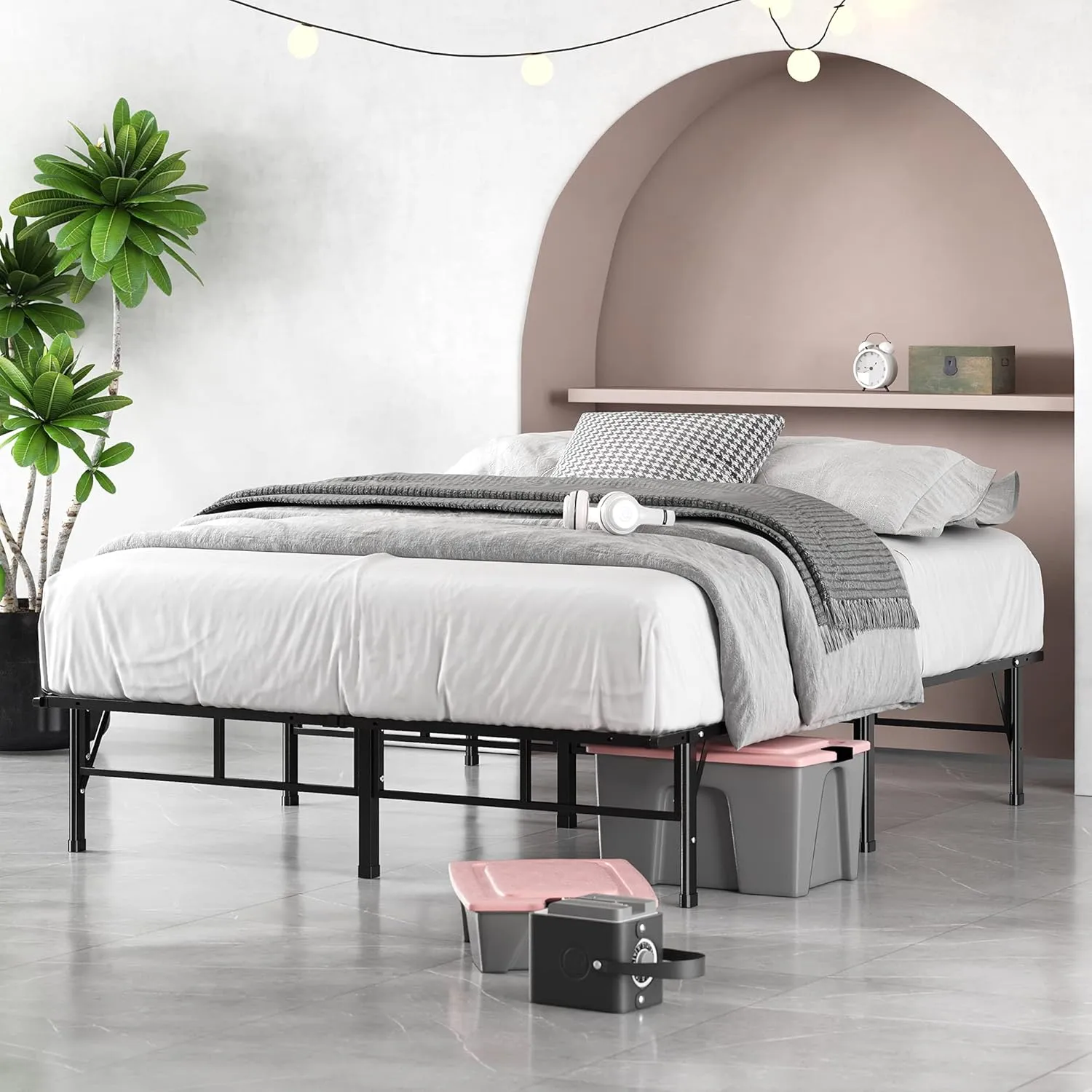 ZINUS SmartBase Compack Mattress Foundation, 14 Inch Metal Bed Frame, No Box Spring Needed, Sturdy Steel Slat Support, Queen