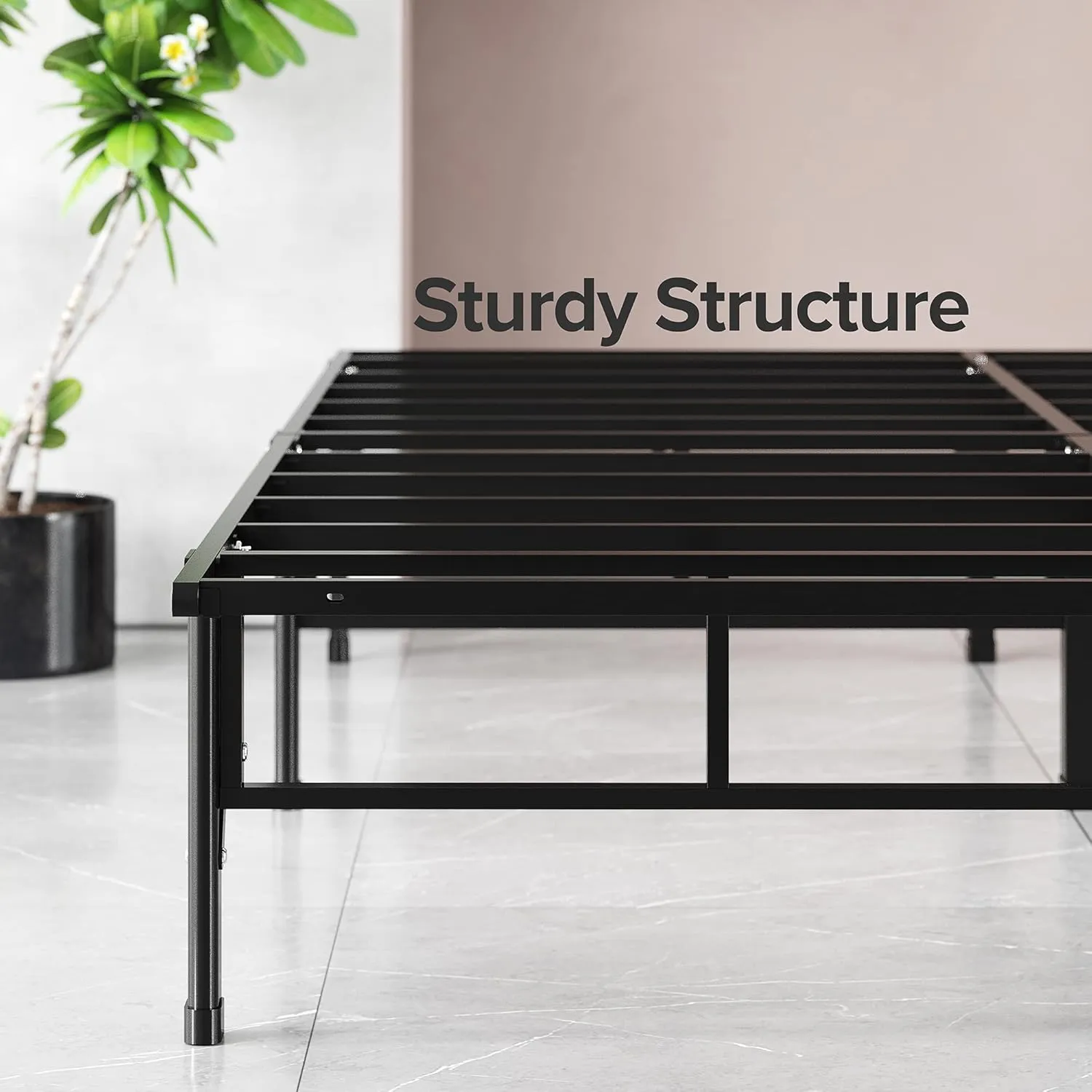 ZINUS SmartBase Compack Mattress Foundation, 14 Inch Metal Bed Frame, No Box Spring Needed, Sturdy Steel Slat Support, Queen