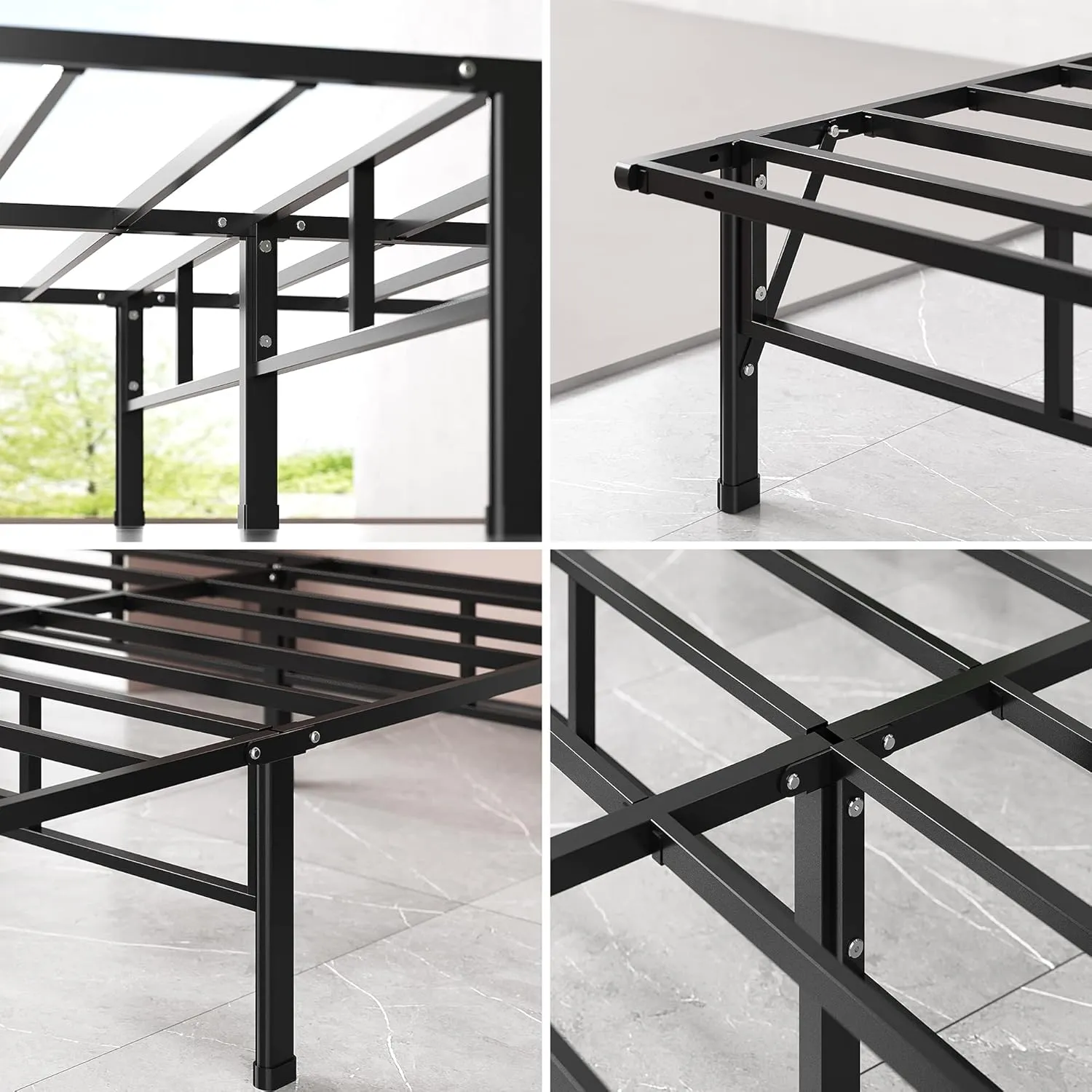 ZINUS SmartBase Compack Mattress Foundation, 14 Inch Metal Bed Frame, No Box Spring Needed, Sturdy Steel Slat Support, Queen