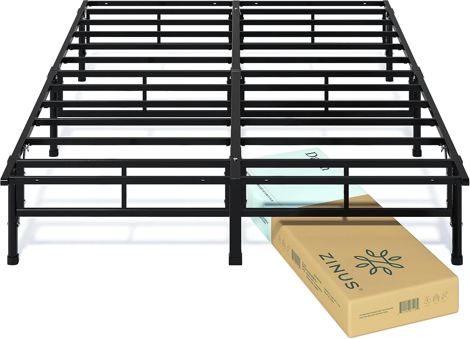 ZINUS SmartBase Compack Mattress Foundation, 14 Inch Metal Bed Frame, No Box Spring Needed, Sturdy Steel Slat Support, Queen