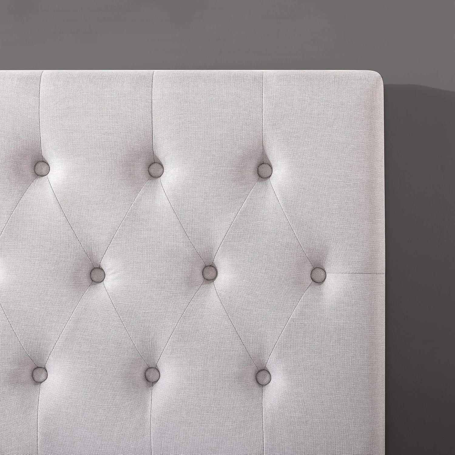 ZINUS Trina Upholstered Headboard, Button Tufted Upholstery, Adjustable Height, Easy Assembly, Light Grey, Full