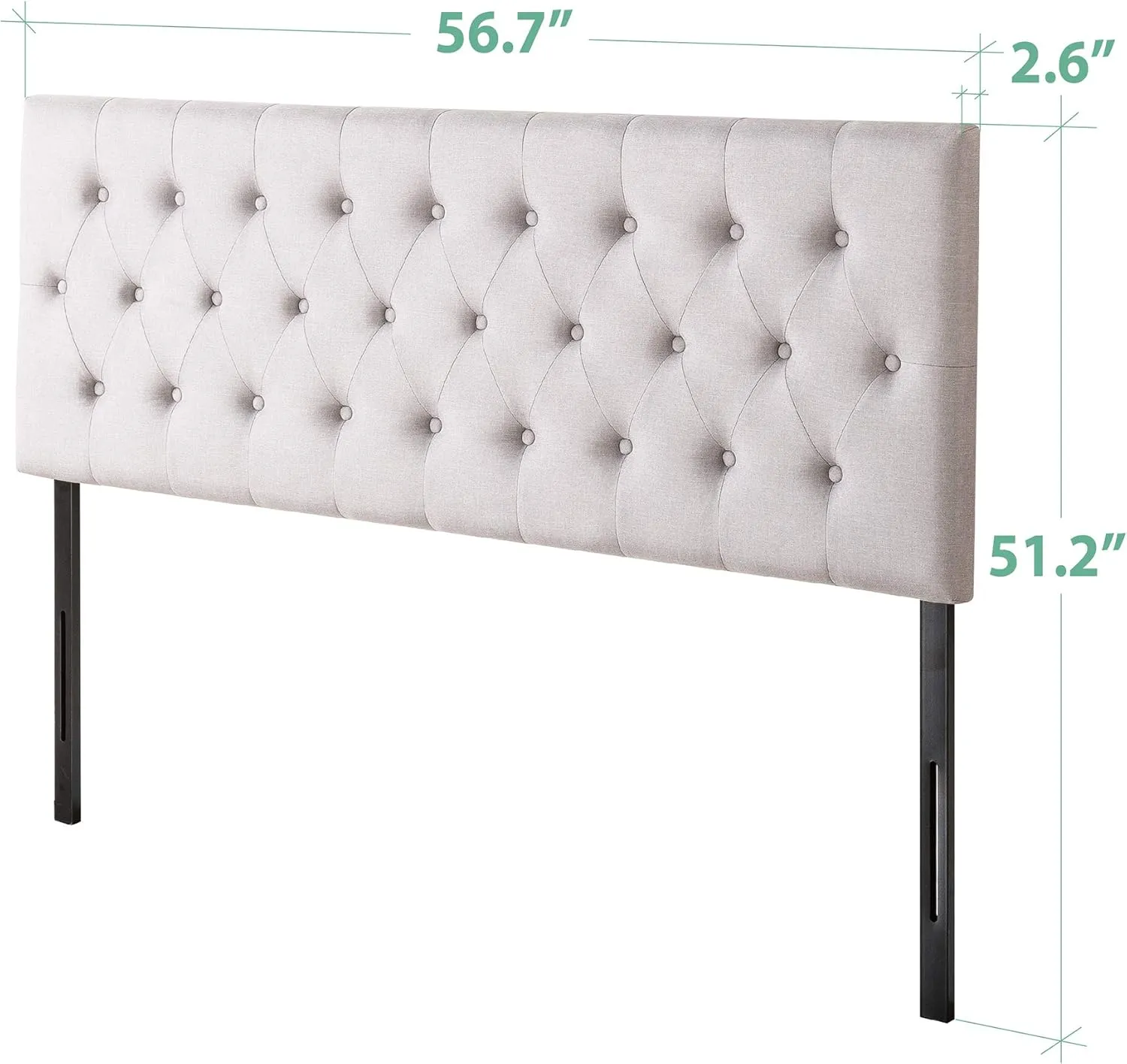 ZINUS Trina Upholstered Headboard, Button Tufted Upholstery, Adjustable Height, Easy Assembly, Light Grey, Full