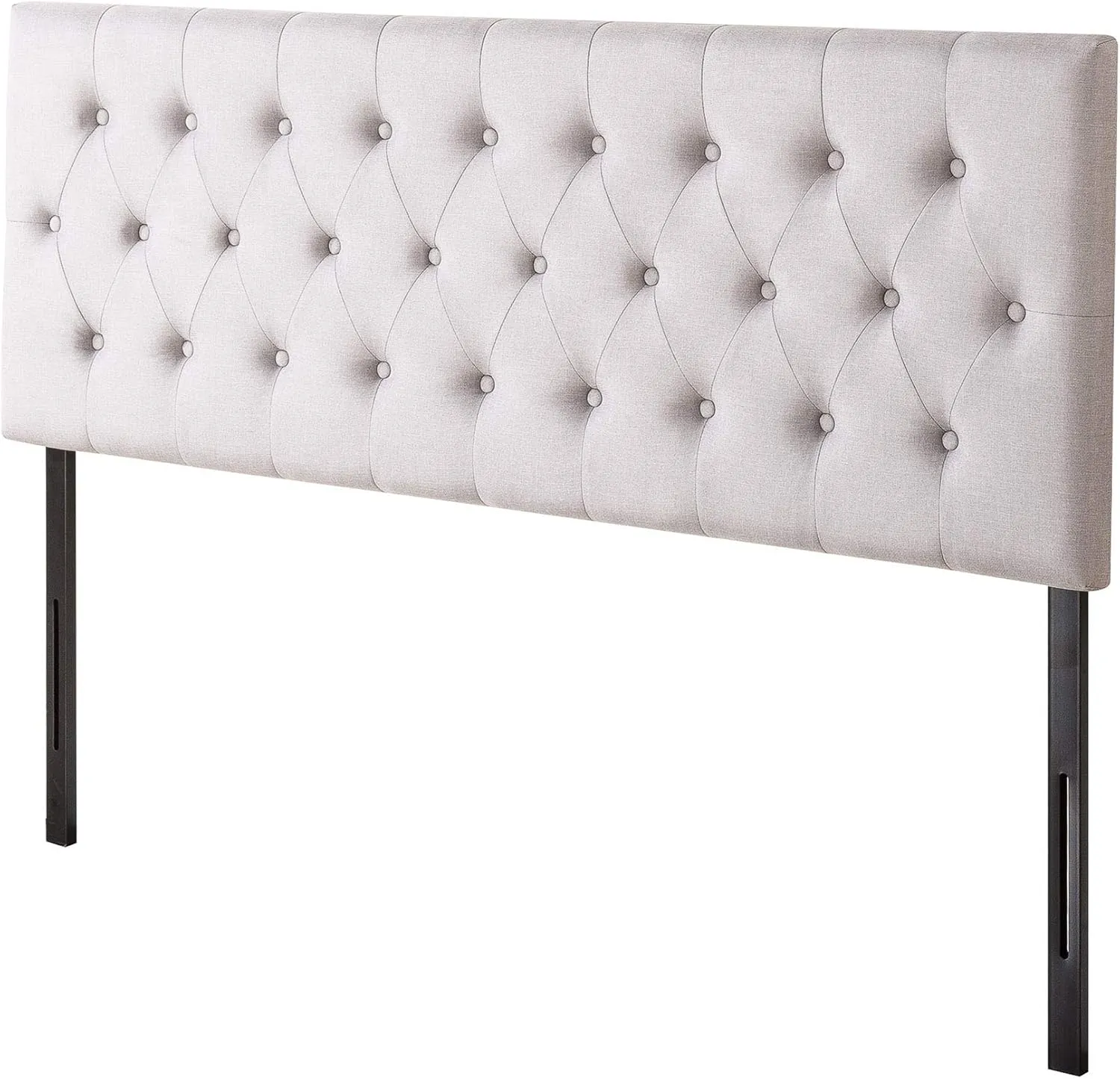 ZINUS Trina Upholstered Headboard, Button Tufted Upholstery, Adjustable Height, Easy Assembly, Light Grey, Full