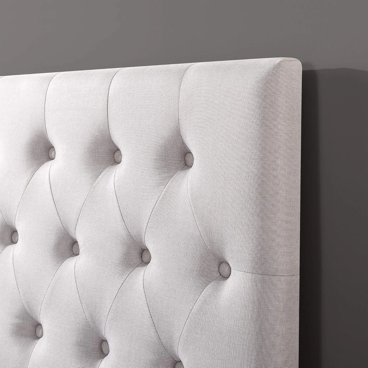 ZINUS Trina Upholstered Headboard, Button Tufted Upholstery, Adjustable Height, Easy Assembly, Light Grey, Full