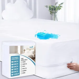 Zippered Twin Mattress Protector Waterproof (4/5/7/9Inches), Mattress Cover Fits for Amazon Basics & ZINUS Box Spring Mattress for Kids, 6 Sides Wrapping Zippered Mattress Encasement
