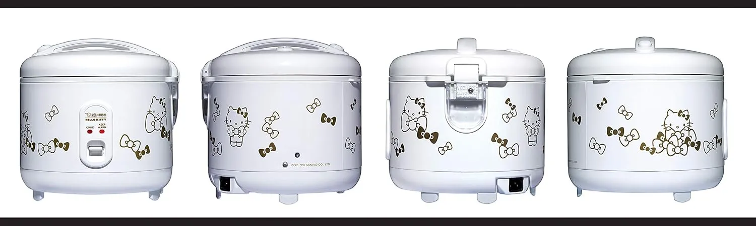 Zojirushi NS-RPC10KTWA Automatic Rice Cooker & Warmer, 5.5-Cup, White & SW-EAE50KTBA Stainless Steel Food Jar, 17-Ounce, Hello Kitty Collection Black