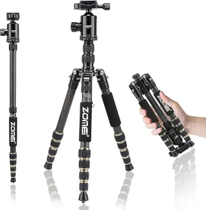 ZOMEI Z669C Carbon Fiber Portable Tripod with Ball Head Compact Travel for Canon,Sony, Nikon, Samsung, Panasonic, Olympus, Kodak, Fuji, Cameras and Video Camera
