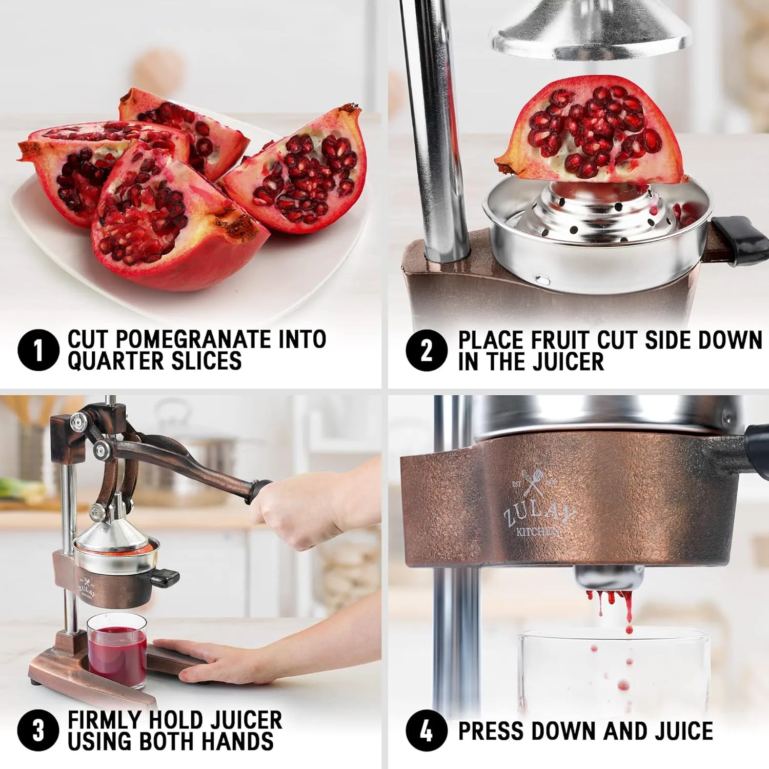 Zulay Kitchen Cast-Iron Orange Juice Squeezer - Heavy-Duty, Easy-to-Clean, Professional Citrus Juicer - Durable Stainless Steel Lemon Squeezer - Sturdy Manual Citrus Press & Orange Squeezer (Copper)