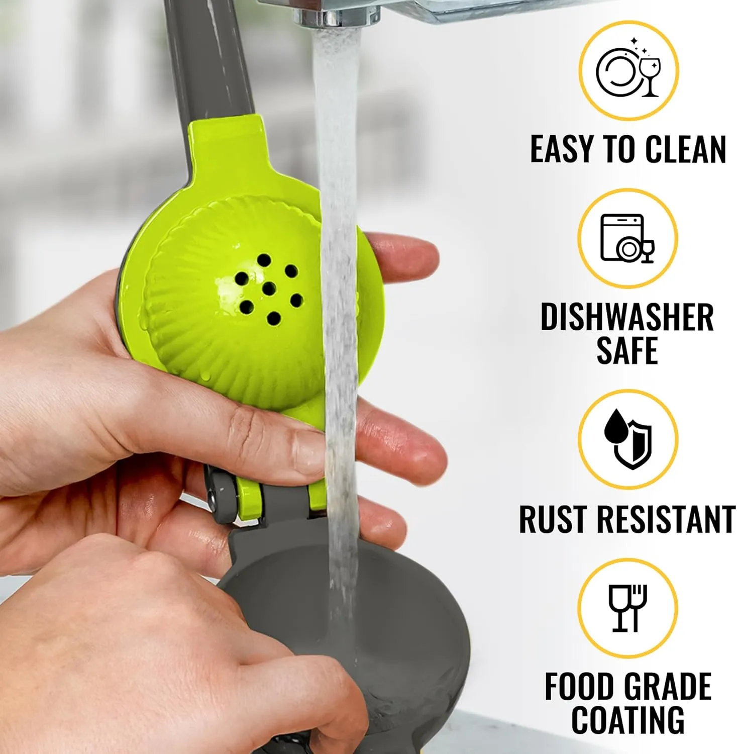 Zulay Metal 2-In-1 Lemon Squeezer Manual - Sturdy, Max Extraction Hand Juicer Lemon Squeezer Gets Every Last Drop - Easy to Clean Manual Citrus Juicer - Easy-to-Use Lemon Juicer Squeezer - Gray/Lime